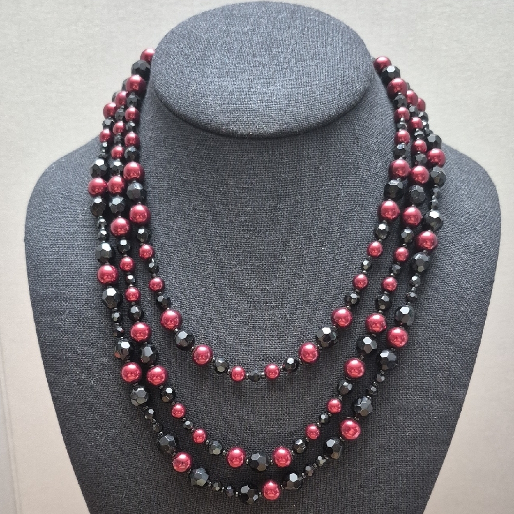 Elegant Black and Bronze Beaded Necklace With Silver Accent 16" W/4" Extention